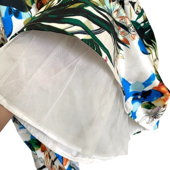 BANANA USA Retro Floral Tropical Hawaiian Full Skirt w/ Tulle‎ & Pockets Size L - Picture 5 of 11
